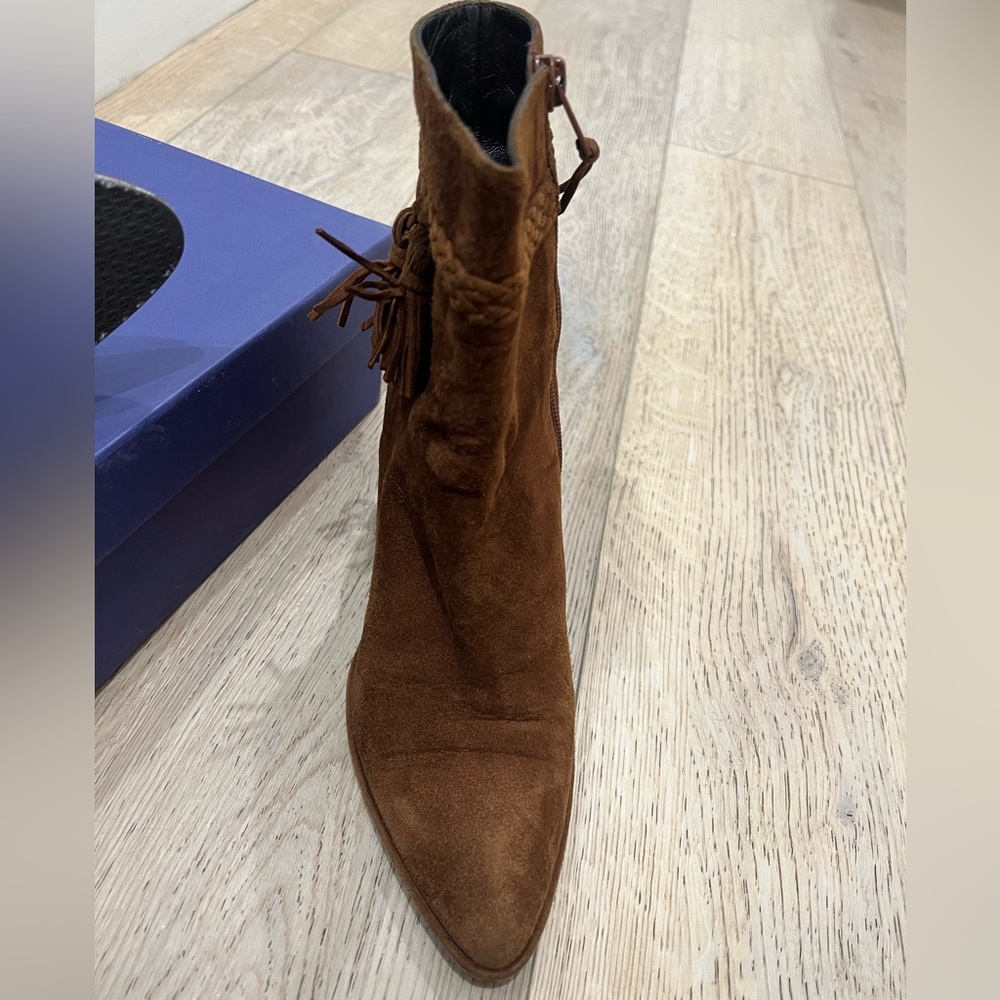 Stuart Weizman Brown Suede Bootie In Size 7 - image 2